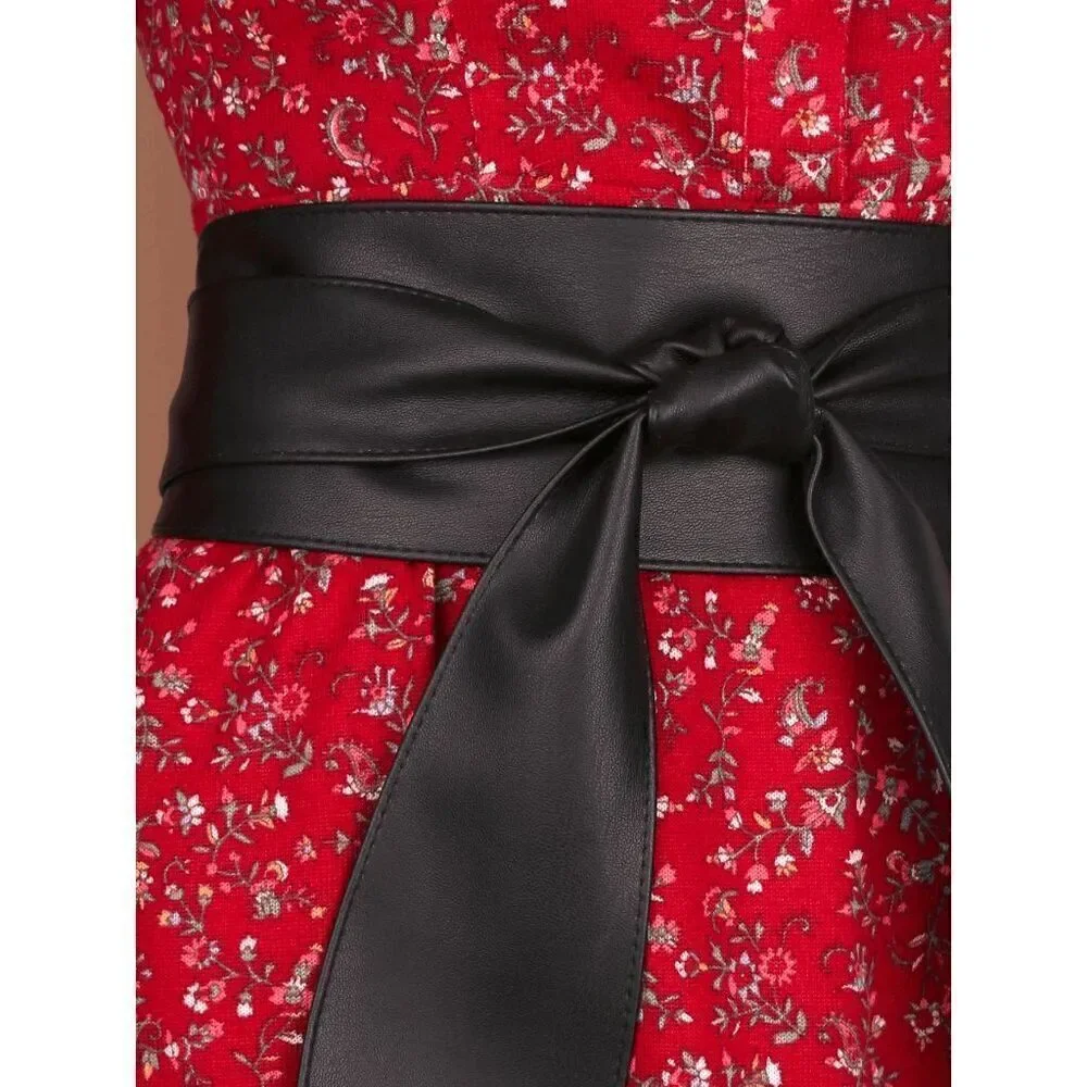 Black Knot Decor Wide Wrap Around Obi Corset Black Belt SIZE L-XL NEW